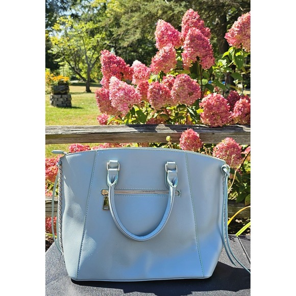 Mode Luxe Light Blue Satchel Handbag Purse - Vegan Leather - Picture 15 of 15